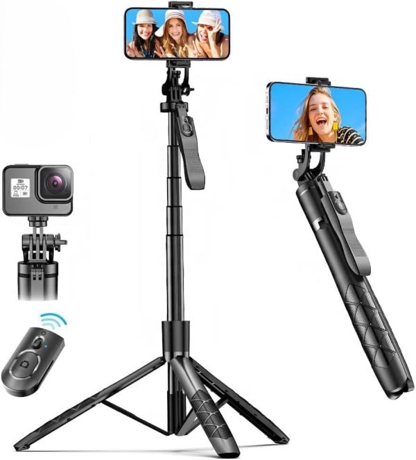 {K-28}Long Video Stand Cum Selfie Stick Tripod with Remote - 360° Rotation Phone Stand with Wireless Remote Control, without light.((P-code:3995)